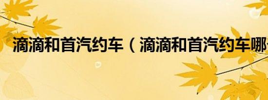 滴滴和首汽约车（滴滴和首汽约车哪个好）