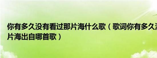 你有多久没有看过那片海什么歌（歌词你有多久没有看过那片海出自哪首歌）