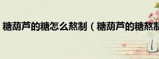 糖葫芦的糖怎么熬制（糖葫芦的糖熬制方法）