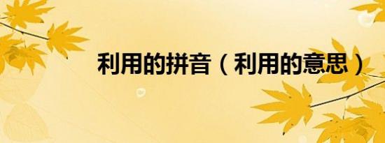 利用的拼音（利用的意思）