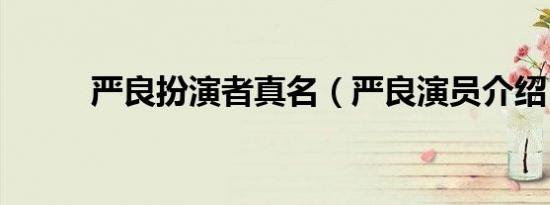 严良扮演者真名（严良演员介绍）