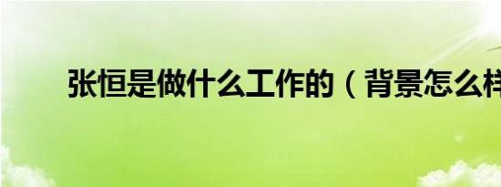 张恒是做什么工作的（背景怎么样）