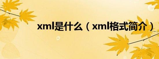 xml是什么（xml格式简介）