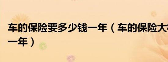 车的保险要多少钱一年（车的保险大概多少钱一年）