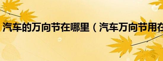 汽车的万向节在哪里（汽车万向节用在哪里）