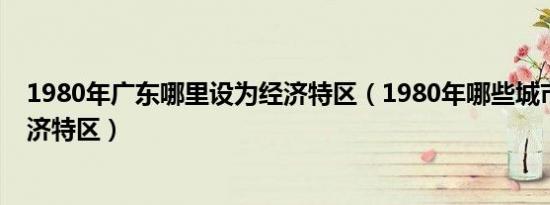 1980年广东哪里设为经济特区（1980年哪些城市被设为经济特区）