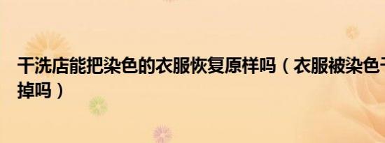 干洗店能把染色的衣服恢复原样吗（衣服被染色干洗店能洗掉吗）