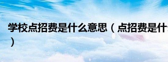 学校点招费是什么意思（点招费是什么意思啊）
