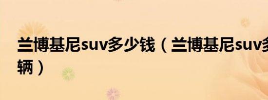 兰博基尼suv多少钱（兰博基尼suv多少钱一辆）