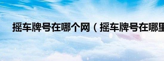 摇车牌号在哪个网（摇车牌号在哪里摇）