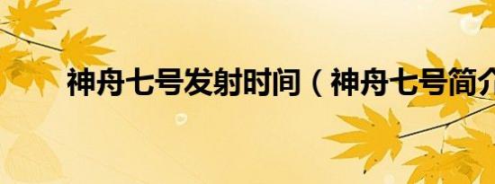 神舟七号发射时间（神舟七号简介）