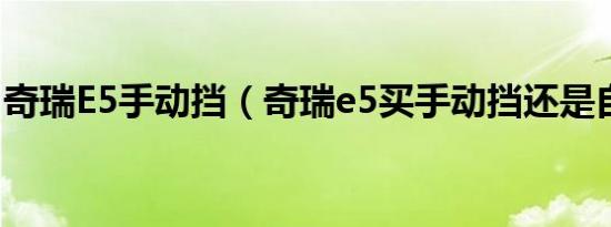 奇瑞E5手动挡（奇瑞e5买手动挡还是自动挡）