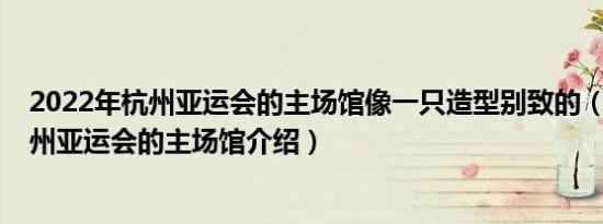 2022年杭州亚运会的主场馆像一只造型别致的（2022年杭州亚运会的主场馆介绍）