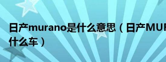 日产murano是什么意思（日产MURANO是什么车）