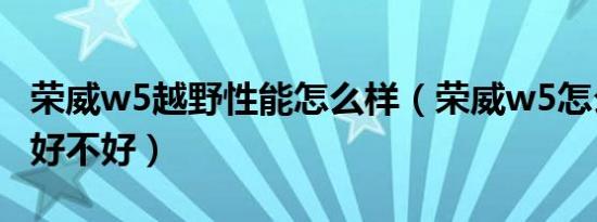荣威w5越野性能怎么样（荣威w5怎么样质量好不好）