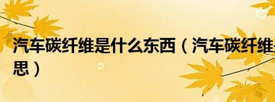 汽车碳纤维是什么东西（汽车碳纤维是什么意思）