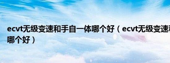 ecvt无级变速和手自一体哪个好（ecvt无级变速和手自一体哪个好）