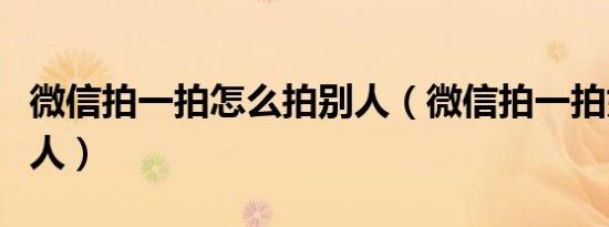 微信拍一拍怎么拍别人（微信拍一拍如何拍别人）