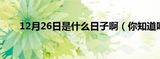 12月26日是什么日子啊（你知道吗）