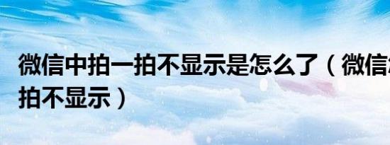 微信中拍一拍不显示是怎么了（微信怎么拍一拍不显示）