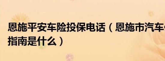 恩施平安车险投保电话（恩施市汽车保险投保指南是什么）