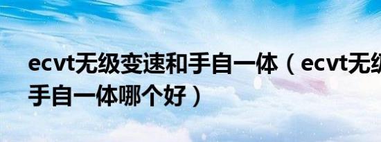 ecvt无级变速和手自一体（ecvt无级变速和手自一体哪个好）