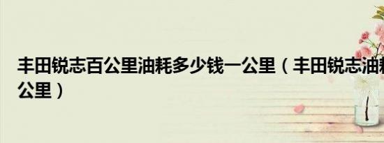 丰田锐志百公里油耗多少钱一公里（丰田锐志油耗多少钱一公里）