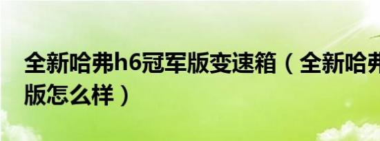 全新哈弗h6冠军版变速箱（全新哈弗h6冠军版怎么样）