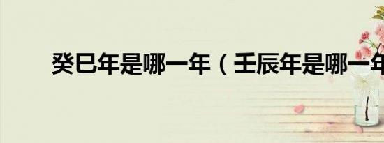 癸巳年是哪一年（壬辰年是哪一年）
