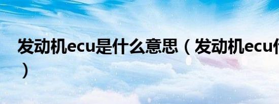 发动机ecu是什么意思（发动机ecu什么意思）