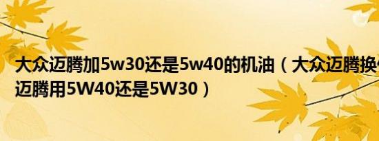 大众迈腾加5w30还是5w40的机油（大众迈腾换什么机油好迈腾用5W40还是5W30）