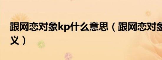 跟网恋对象kp什么意思（跟网恋对象kp的含义）