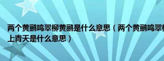 两个黄鹂鸣翠柳黄鹂是什么意思（两个黄鹂鸣翠柳一行白鹭上青天是什么意思）