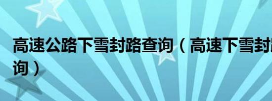 高速公路下雪封路查询（高速下雪封路怎么查询）