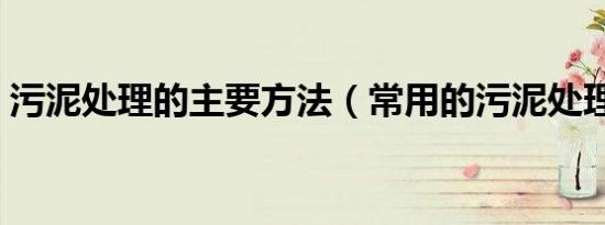 污泥处理的主要方法（常用的污泥处理方法）