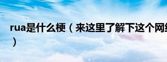rua是什么梗（来这里了解下这个网络用语了）
