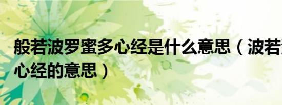 般若波罗蜜多心经是什么意思（波若波罗蜜多心经的意思）