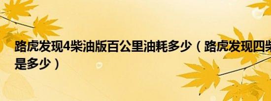 路虎发现4柴油版百公里油耗多少（路虎发现四柴油版油耗是多少）