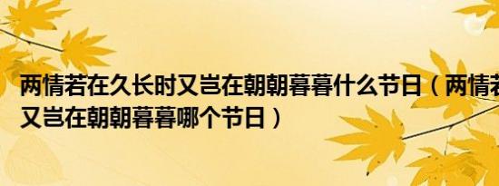 两情若在久长时又岂在朝朝暮暮什么节日（两情若是久长时 又岂在朝朝暮暮哪个节日）