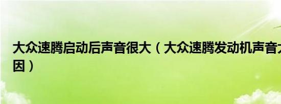 大众速腾启动后声音很大（大众速腾发动机声音大是什么原因）