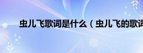 虫儿飞歌词是什么（虫儿飞的歌词）