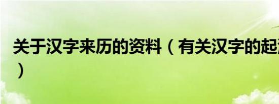 关于汉字来历的资料（有关汉字的起源的资料）