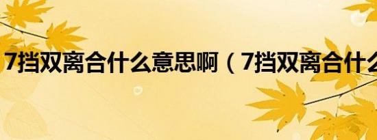 7挡双离合什么意思啊（7挡双离合什么意思）