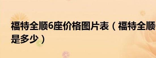 福特全顺6座价格图片表（福特全顺6座价格是多少）