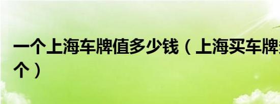 一个上海车牌值多少钱（上海买车牌多少钱一个）