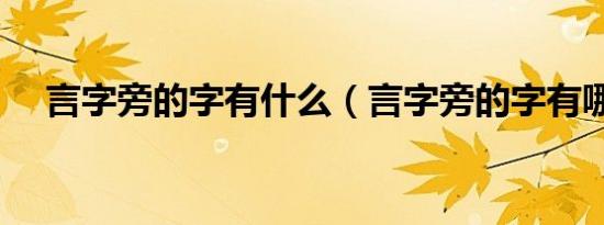 言字旁的字有什么（言字旁的字有哪些）