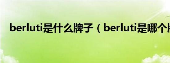 berluti是什么牌子（berluti是哪个牌子）