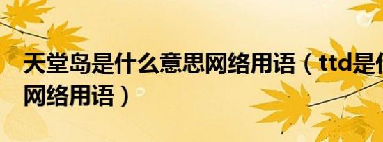 天堂岛是什么意思网络用语（ttd是什么意思网络用语）
