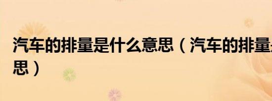 汽车的排量是什么意思（汽车的排量是什么意思）