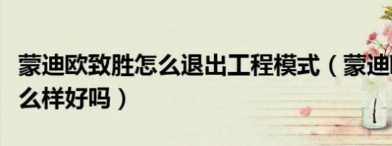 蒙迪欧致胜怎么退出工程模式（蒙迪欧致胜怎么样好吗）
